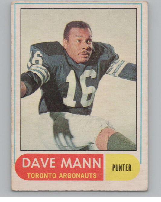 1968 O-Pee-Chee CFL #31 Dave Mann  Toronto Argonauts  101046 Image 1