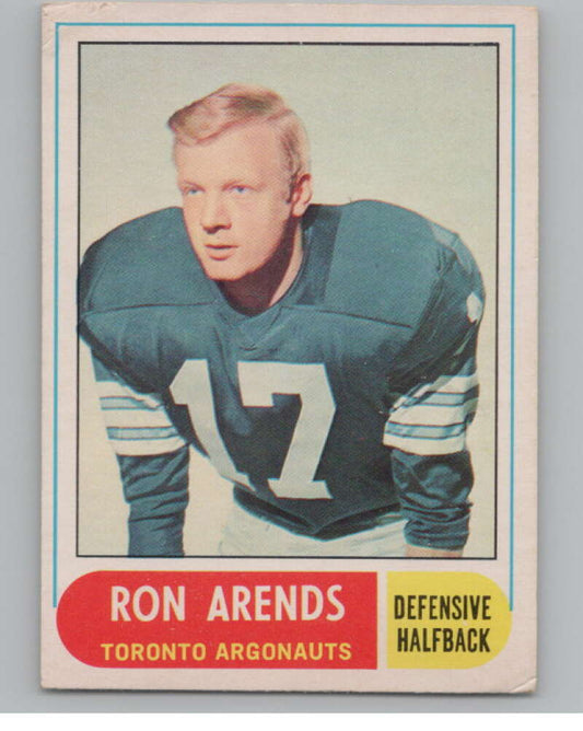 1968 O-Pee-Chee CFL #37 Ron Arends  Toronto Argonauts  101051 Image 1