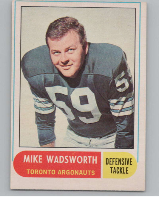 1968 O-Pee-Chee CFL #38 Mike Wadsworth  Toronto Argonauts  101052 Image 1