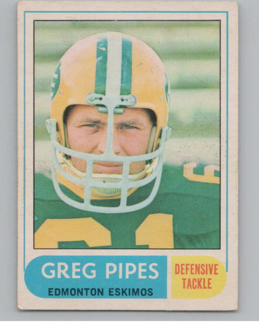 1968 O-Pee-Chee CFL #110 Greg Pipes  Edmonton Eskimos  101071 Image 1