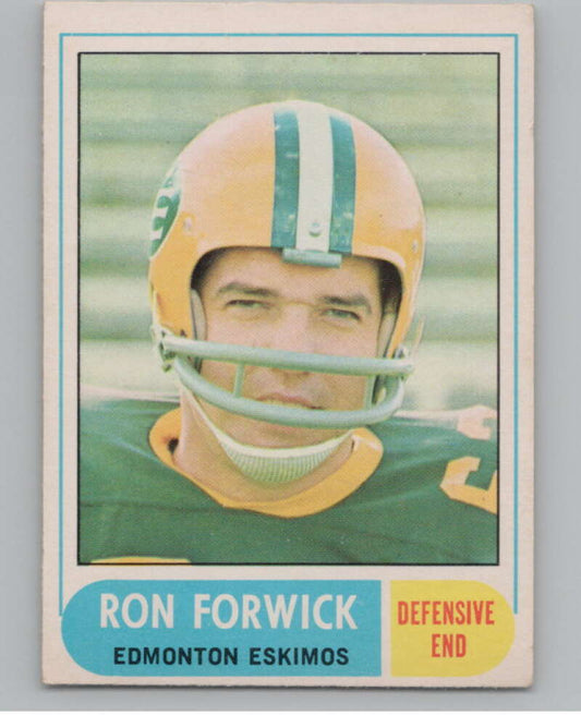 1968 O-Pee-Chee CFL #113 Ron Forwick  Edmonton Eskimos  101073 Image 1