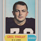1968 O-Pee-Chee CFL #123 Greg Findlay  British Columbia Lions  101077 Image 1