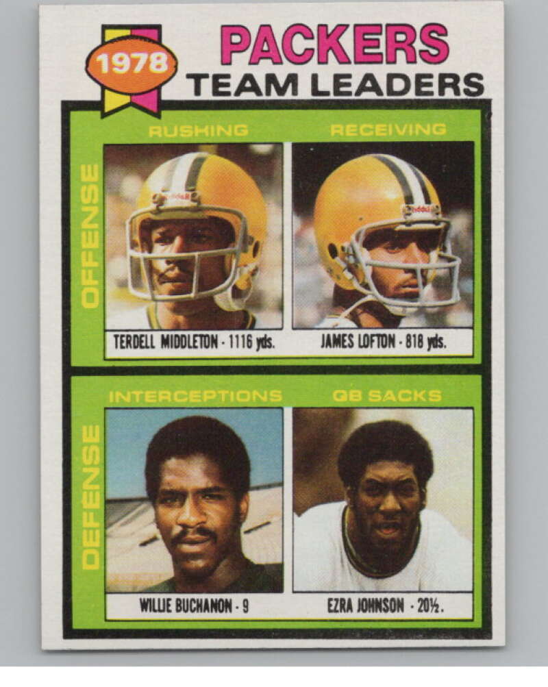 1979 Topps #407 Middleton/Lofton/Buchanon/ Johnson TL Packers  101139 Image 1