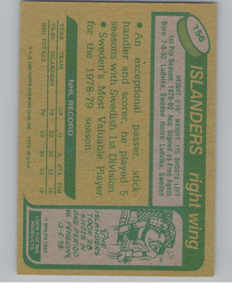 1980-81 Topps #156 Anders Kallur UNSCRATCHED RC Rookie Islanders  V101149 Image 2