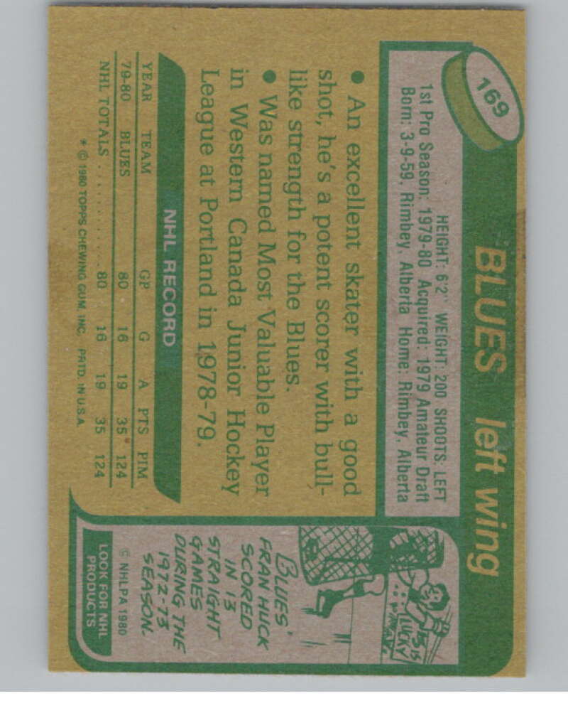 1980-81 Topps #169 Perry Turnbull UNSCRATCHED RC Rookie St. Louis Blues  V101150 Image 2