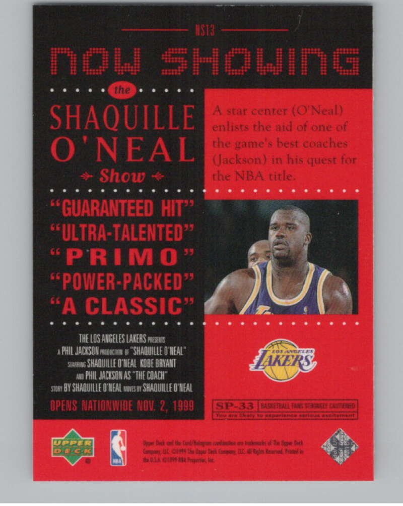 1999-00 Upper Deck Now Showing #NS13 Shaquille O'Neal  V101179 Image 2