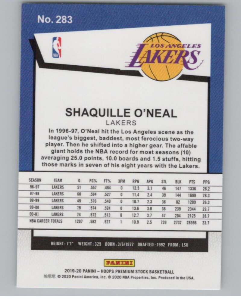 2019-20 Panini Hoops Premium Stock Silver Prizm #283 Shaquille O'Neal  V101180 Image 2