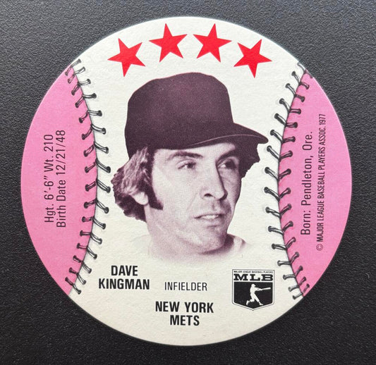 1976 MSA Buckmans Zipz Discs Dave Kingman Baseball New York Mets Image 1