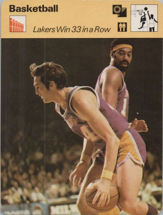 1977 Sportscaster #1310 Wilt Chamberlain/Jerry West Basketball Photo Card  Image 1