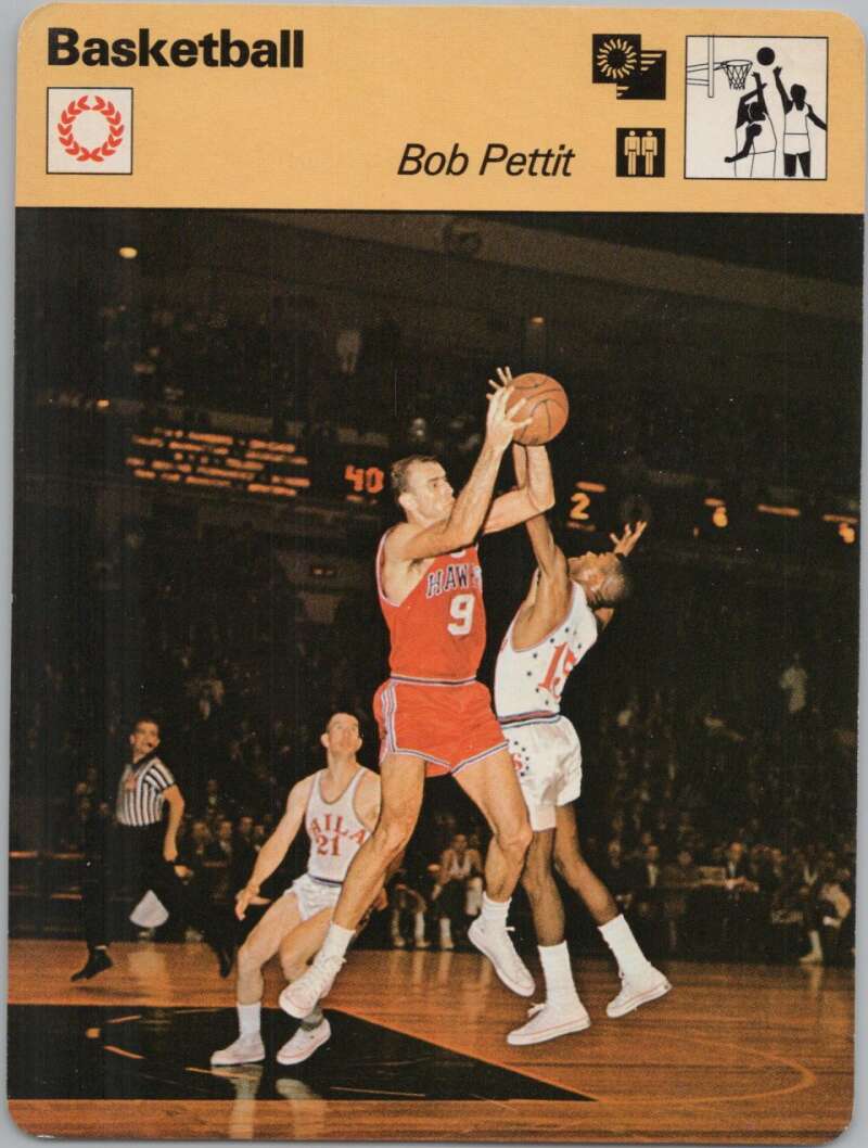 1978 Sportscaster #1914 Bob Pettit Basketball Photo Card  Image 1