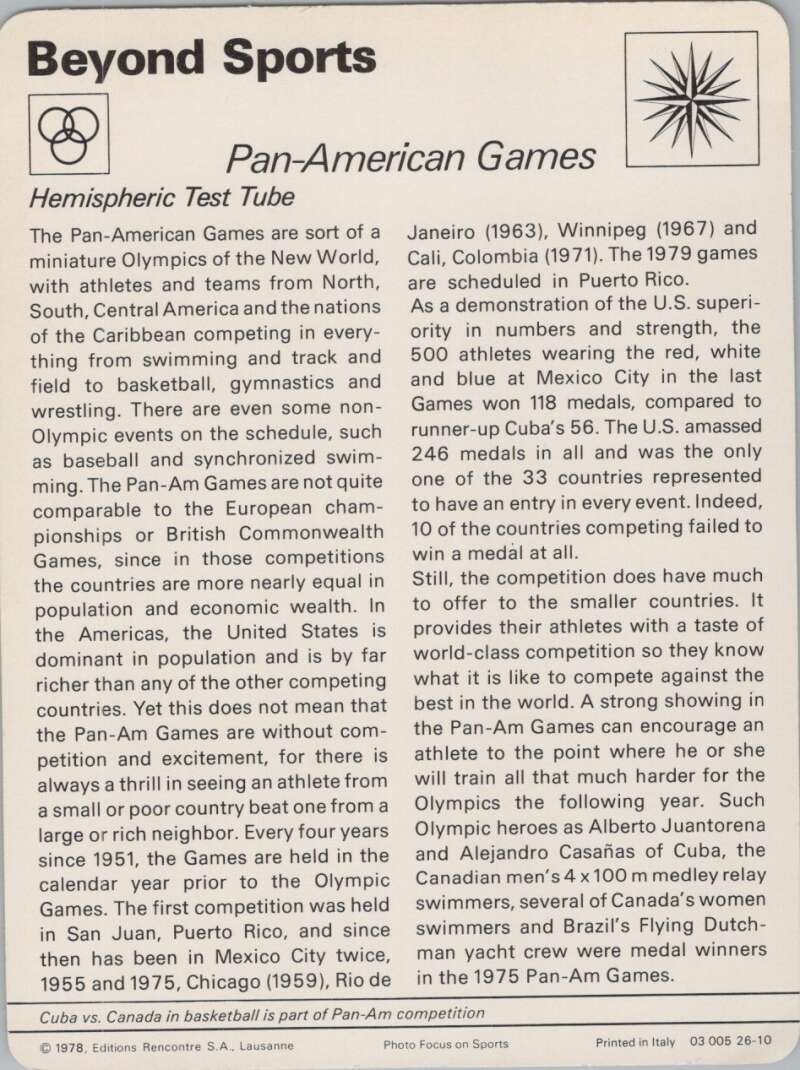 1978 Sportscaster #2610 Pan-American Games Basketball Photo Card  Image 2