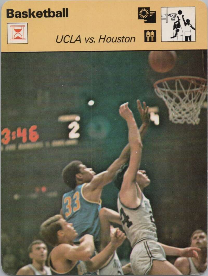 1980 Sportscaster #1124 UCLA vs. Houston Basketball Photo Card  Image 1