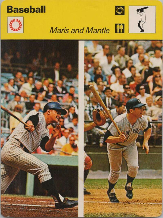 1977 Sportscaster #716 Roger Maris / Mantle Baseball Photo Card  Image 1