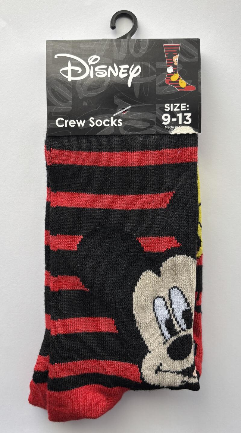 New Disney Mickey Mouse Black/Red Crew Socks Unisex Size 9-13 Image 1