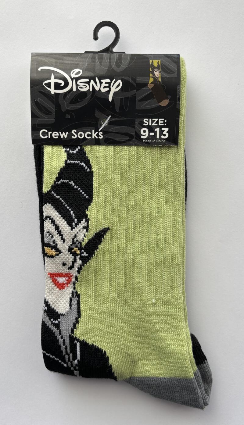 New Disney Villains Maleficent Crew Socks Unisex Size 9-13 Image 1