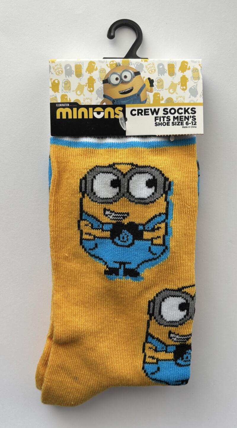 New Minions Illumination Yellow Crew Socks Unisex Size 6-12 Image 1