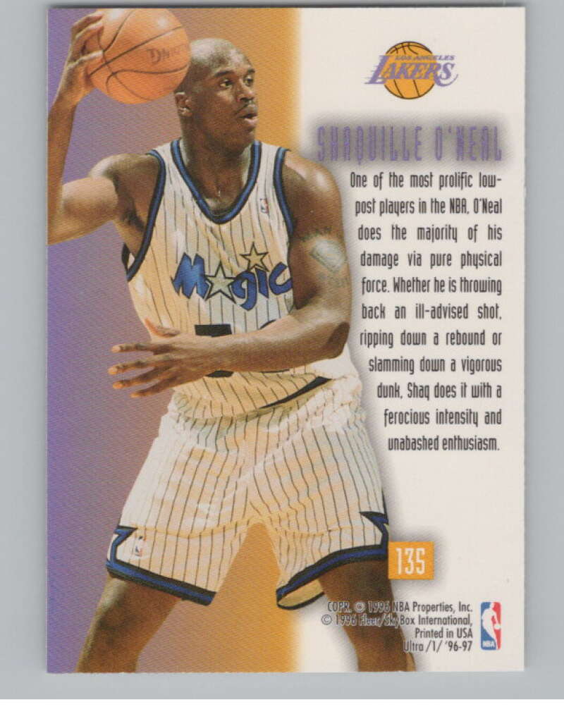 1996-97 Fleer Ultra #135 Shaquille O'Neal OTB  Los Angeles Lakers  V101182 Image 2
