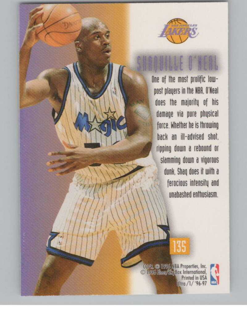 1996-97 Fleer Ultra #135 Shaquille O'Neal OTB  Los Angeles Lakers  V101183 Image 2