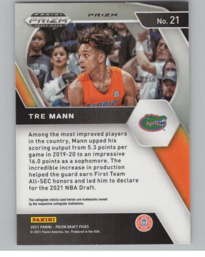 2021-22 Panini Prizm Draft Picks Prizms Orange Ice #21 Tre Mann  V101194 Image 2