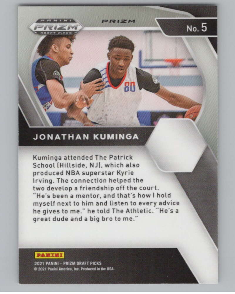2021-22 Panini Prizm Draft Picks Prizms Orange Ice #5 Jonathan Kuminga  V101195 Image 2