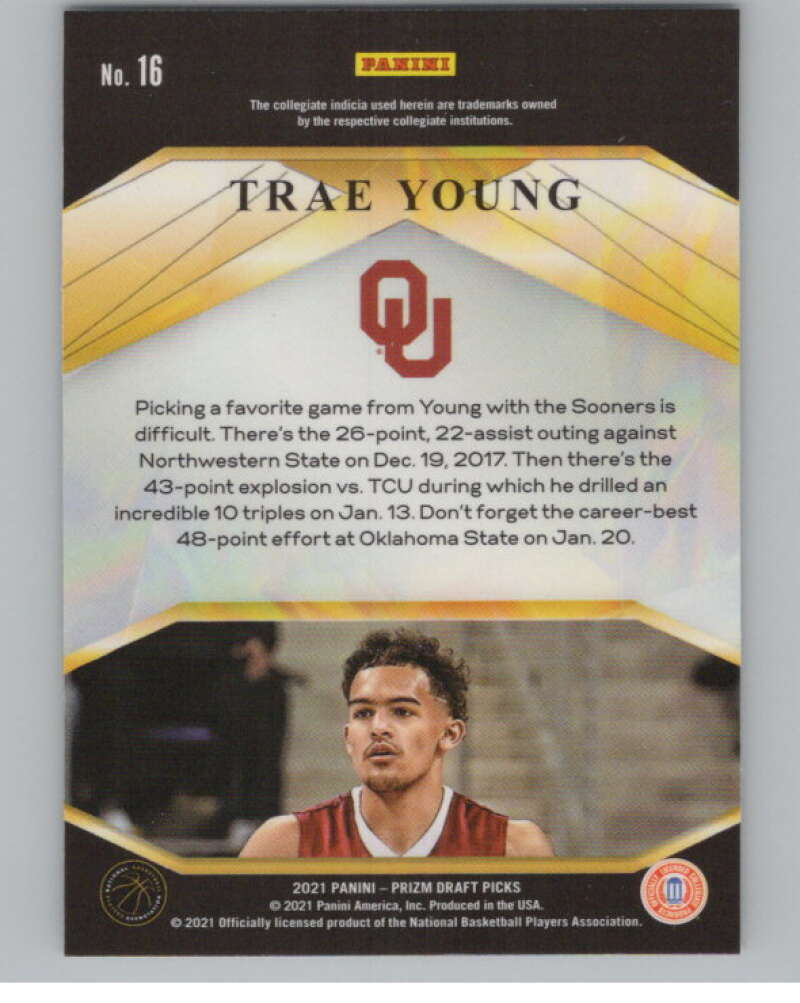 2021-22 Panini Prizm Draft Picks Brilliance Prizms Hyper #16 Trae Young  V101196 Image 2