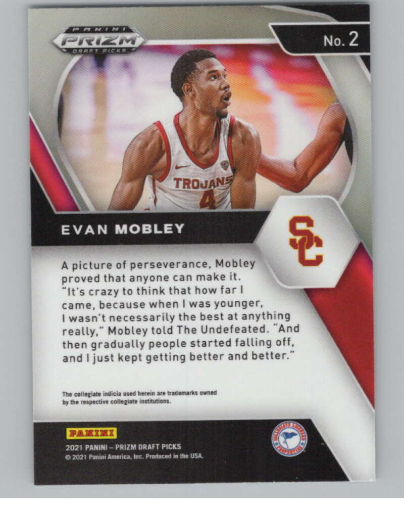 2021-22 Panini Prizm Draft Picks #2 Evan Mobley RC  V101197 Image 2