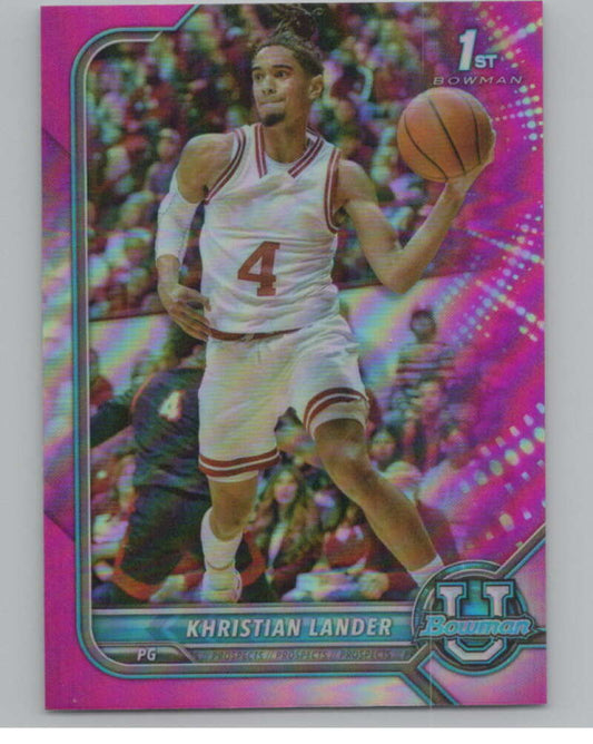 2021-22 Bowman University Chrome Refractor Pink #17 Khristian Lander  V101201 Image 1