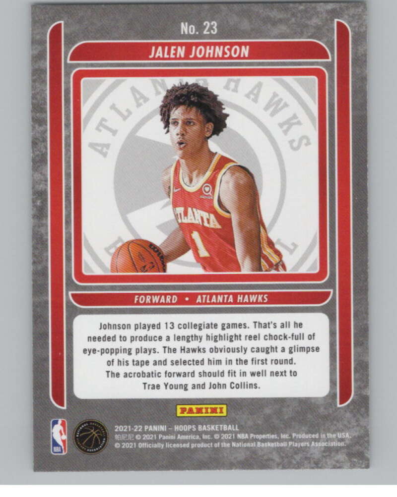 2021-22 Panini Hoops Class of 2021 #23 Jalen Johnson  Atlanta Hawks  V101202 Image 2