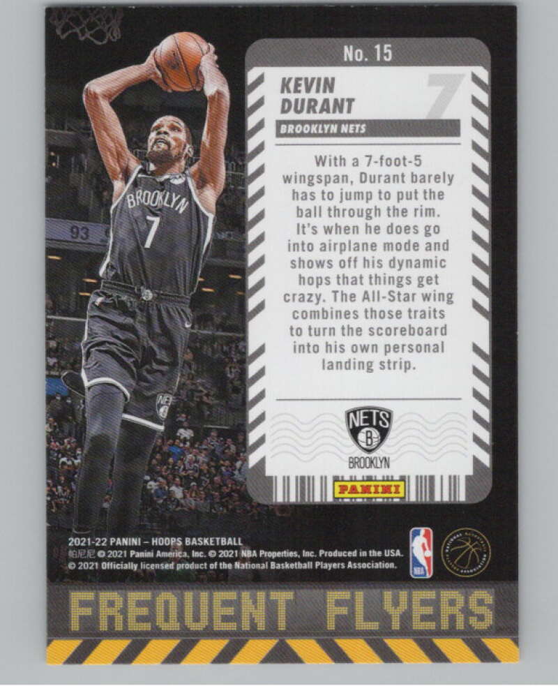 2021-22 Panini Hoops Frequent Flyers #15 Kevin Durant  Brooklyn Nets  V101203 Image 2