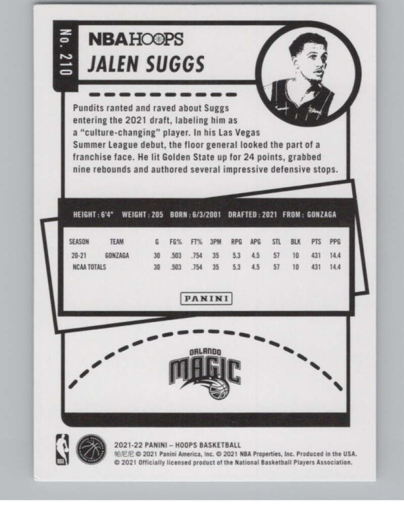 2021-22 Panini Hoops Winter #210 Jalen Suggs  RC Rookie Magic  V101220 Image 2