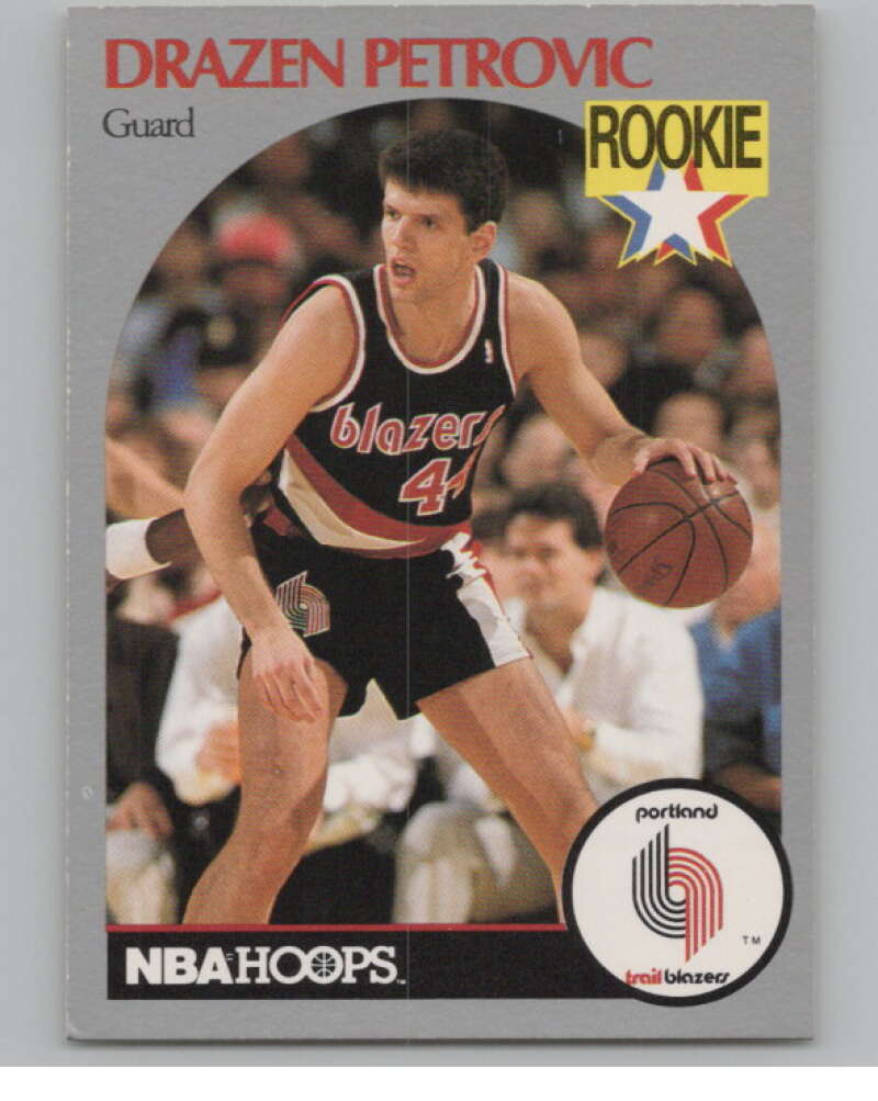 1990-91 Hoops #248 Drazen Petrovic  RC Rookie Portland Trail Blazers  V101342 Image 1