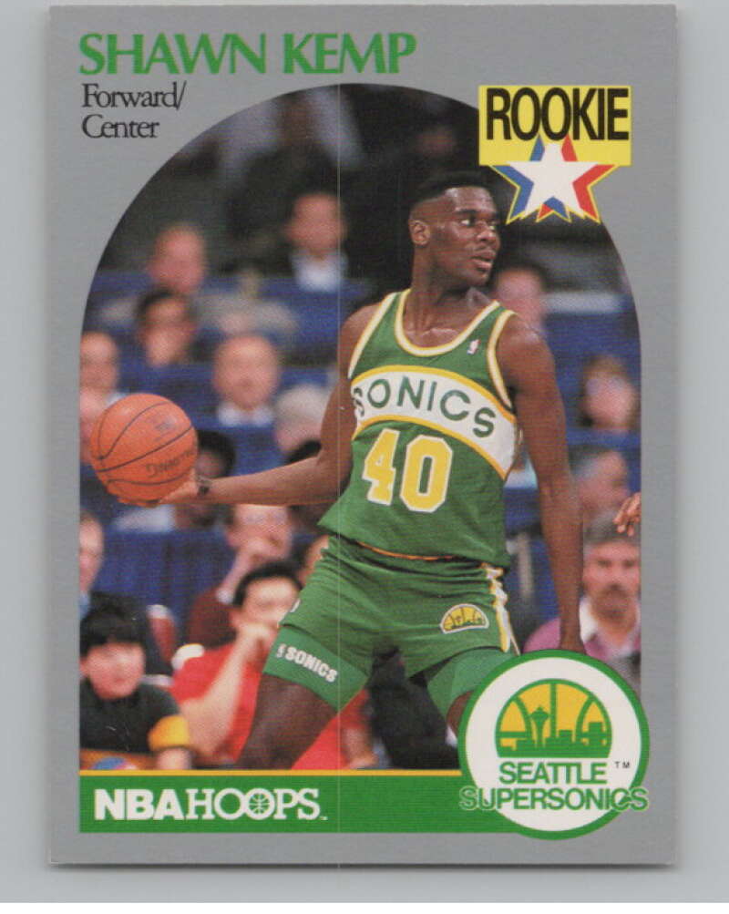 1990-91 Hoops #279 Shawn Kemp  RC Rookie Seattle SuperSonics  V101348 Image 1