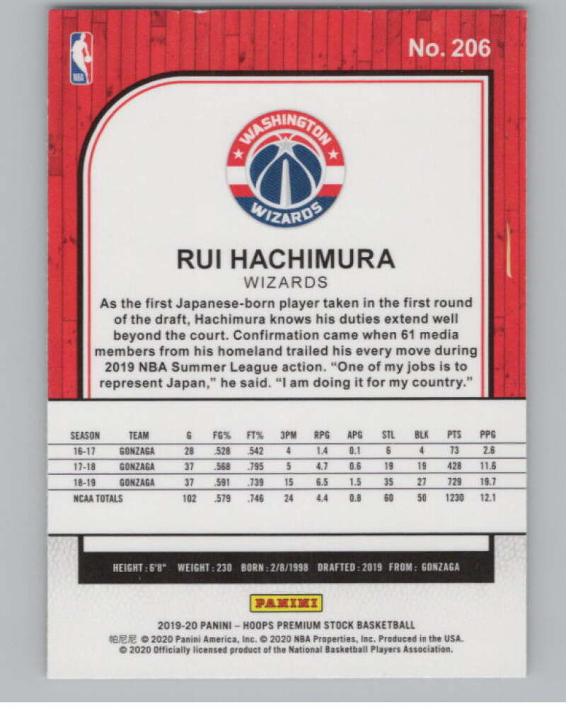 2019-20 Panini Hoops Premium Stock Silver Prizm #206 Rui Hachimura  V101350 Image 2