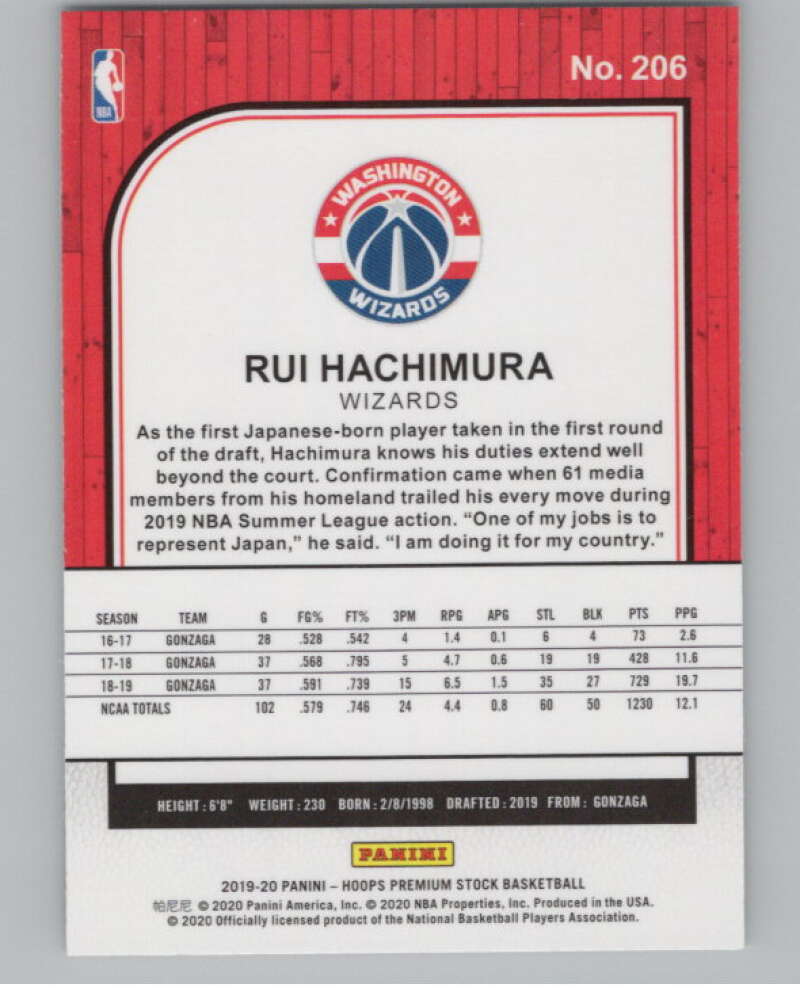 2019-20 Panini Hoops Premium Stock Silver Prizm #206 Rui Hachimura  V101351 Image 2