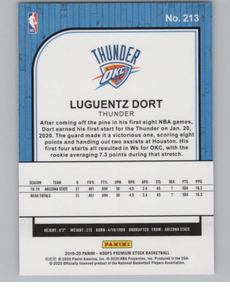 2019-20 Panini Hoops Premium Stock Silver Prizm #213 Luguentz Dort  V101352 Image 2