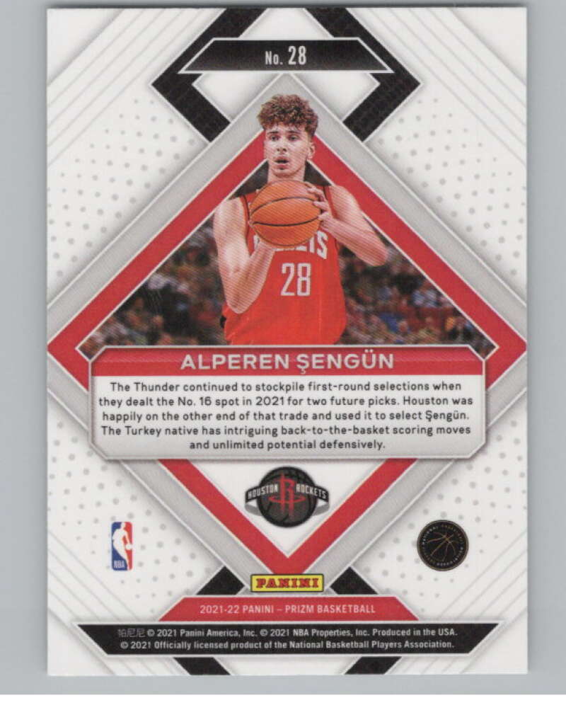 2021-22 Panini Prizm Emergent #28 Alperen Sengun  Houston Rockets  V101361 Image 2
