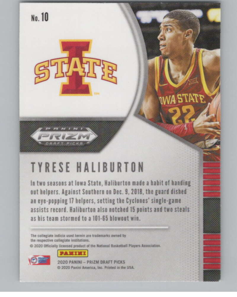 2020-21 Panini Prizm Draft Picks #10 Tyrese Haliburton Iowa State  V101362 Image 2