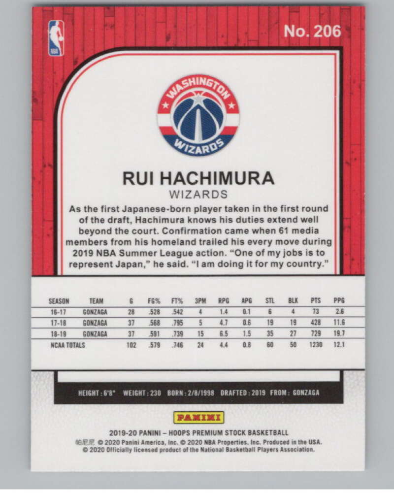 2019-20 Panini Hoops Premium Stock Silver Prizm #206 Rui Hachimura  V101394 Image 2