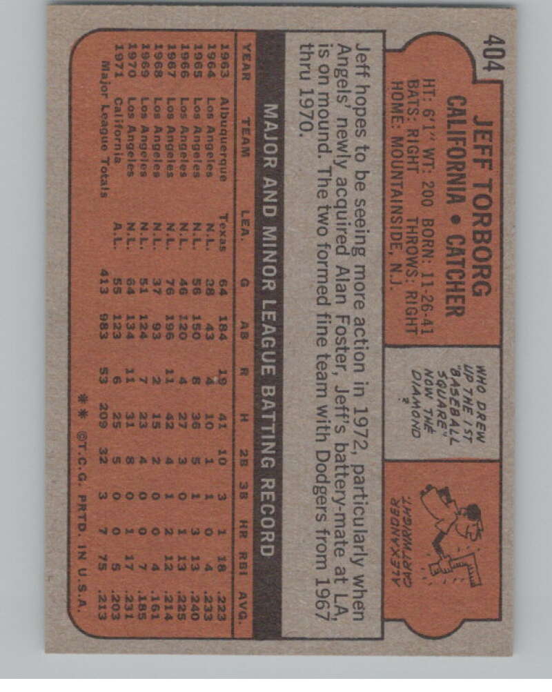 1972 Topps #404 Jeff Torborg  California Angels  V101444 Image 2
