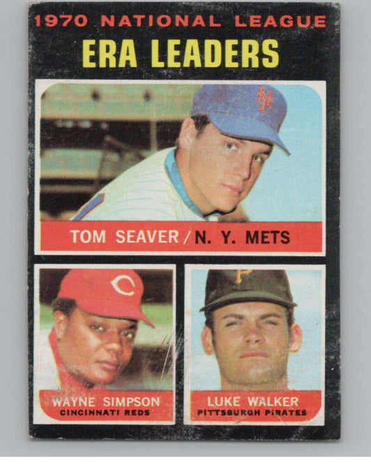 1971 Topps #68 Tom Seaver/Wayne Simpson/Walker NL ERA Leaders  V101490 Image 1