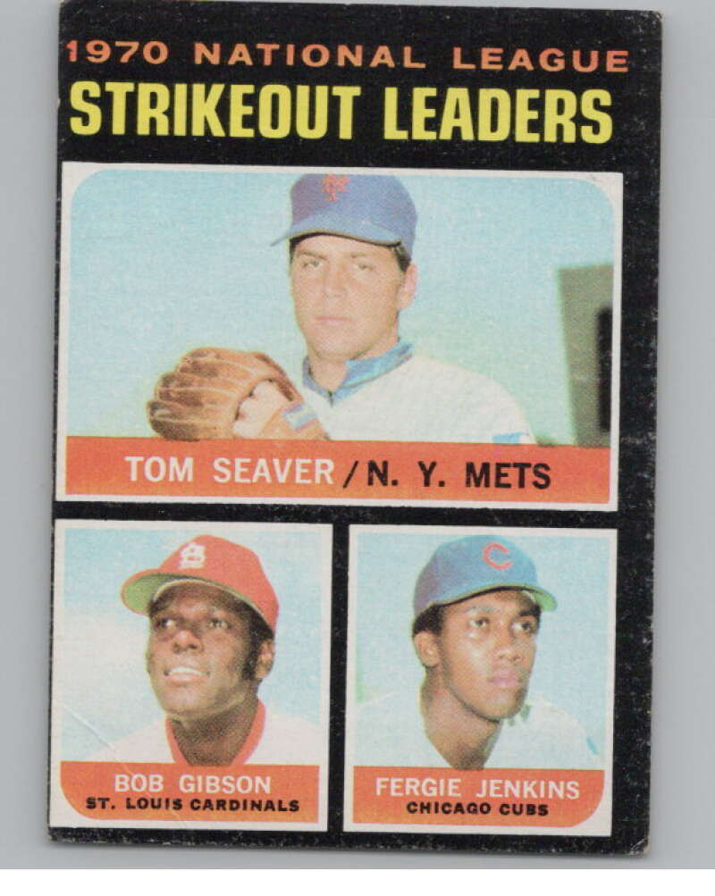 1971 Topps #72 Tom Seaver/Gibson/Fergie Jenkins NL Strikeout Leaders  V101491 Image 1