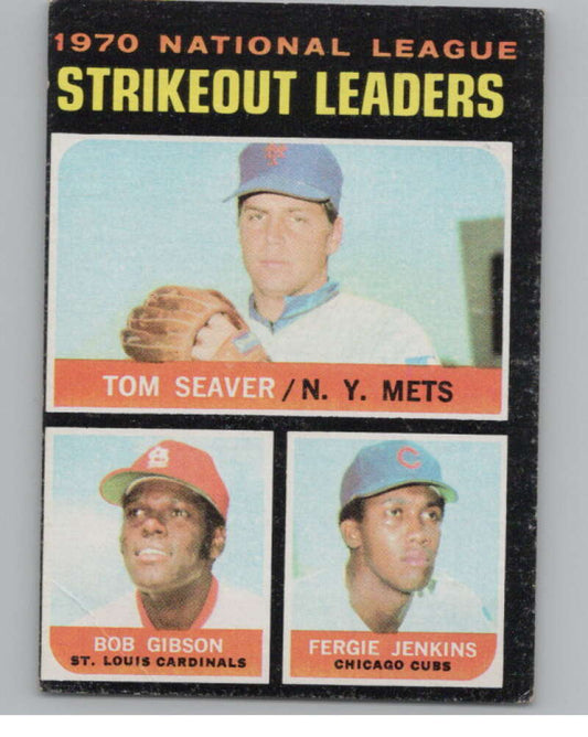 1971 Topps #72 Tom Seaver/Gibson/Fergie Jenkins NL Strikeout Leaders  V101491 Image 1