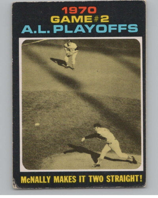 1971 O-Pee-Chee #196 AL Playoffs Game 2 McNally Makes It Two Straight  V101530 Image 1