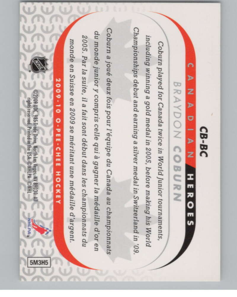 2009-10 O-Pee-Chee Canadian Heroes #CBBC Braydon Coburn   V101563 Image 2