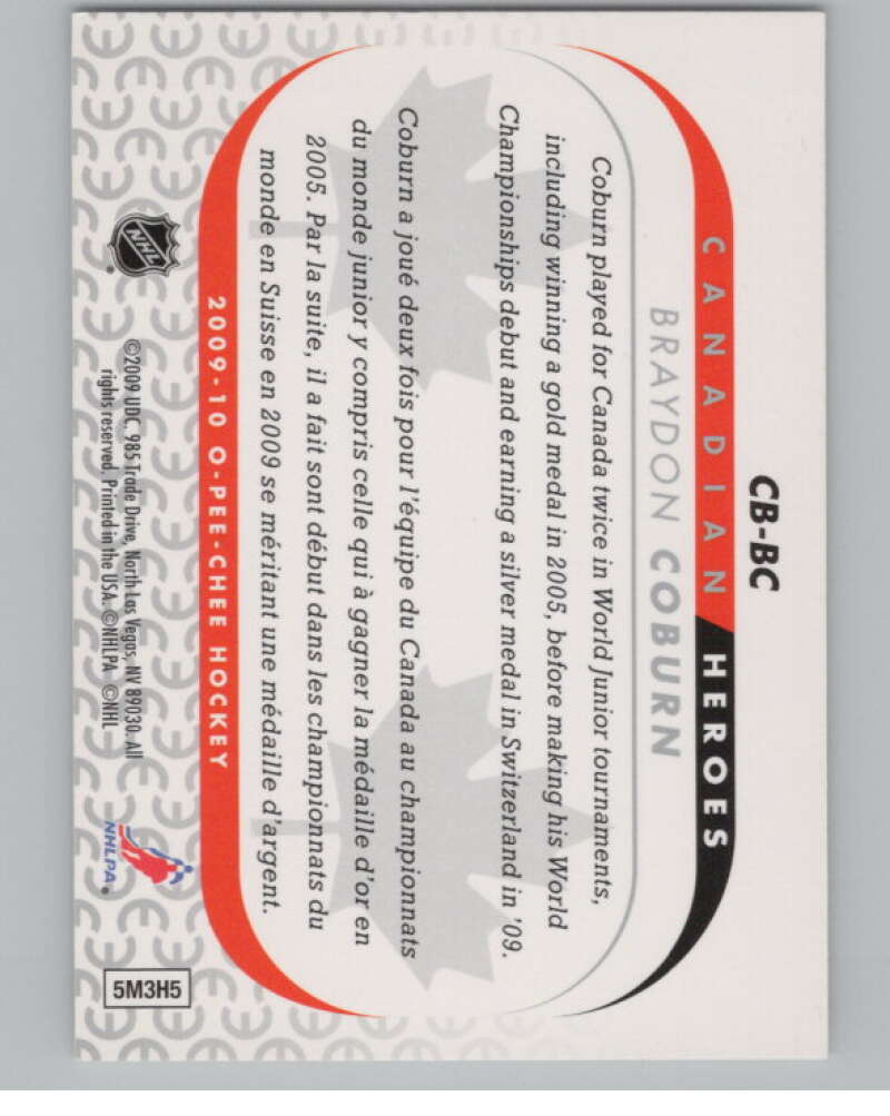 2009-10 O-Pee-Chee Canadian Heroes #CBBC Braydon Coburn   V101564 Image 2