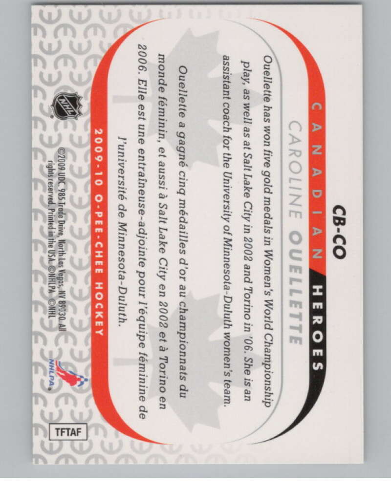 2009-10 O-Pee-Chee Canadian Heroes #CBCO Caroline Ouellette   V101573 Image 2