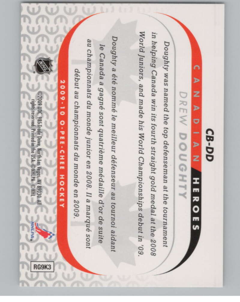 2009-10 O-Pee-Chee Canadian Heroes #CBDD Drew Doughty   V101584 Image 2