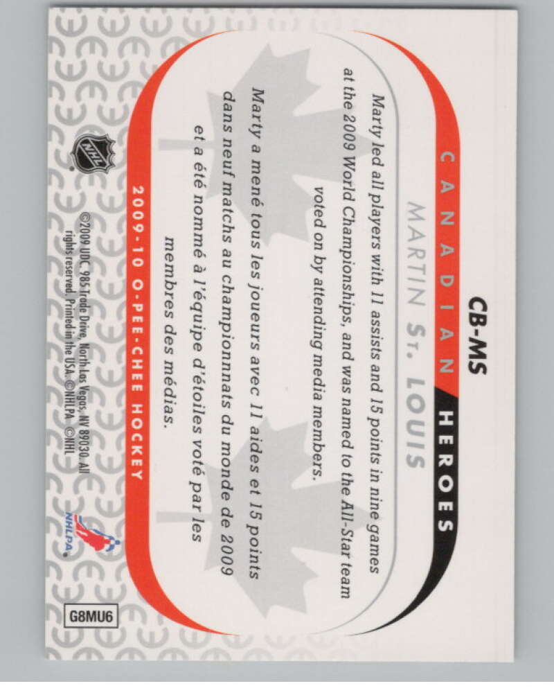 2009-10 O-Pee-Chee Canadian Heroes #CBMS Martin St. Louis   V101617 Image 2