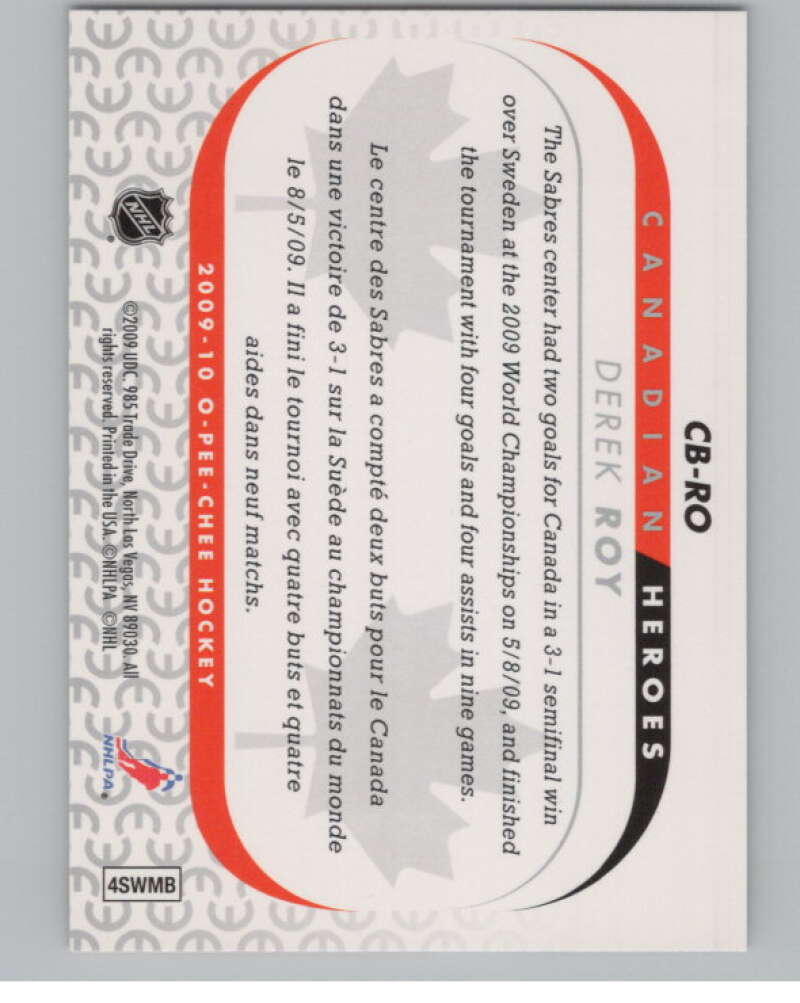2009-10 O-Pee-Chee Canadian Heroes #CBRO Derek Roy   V101623 Image 2