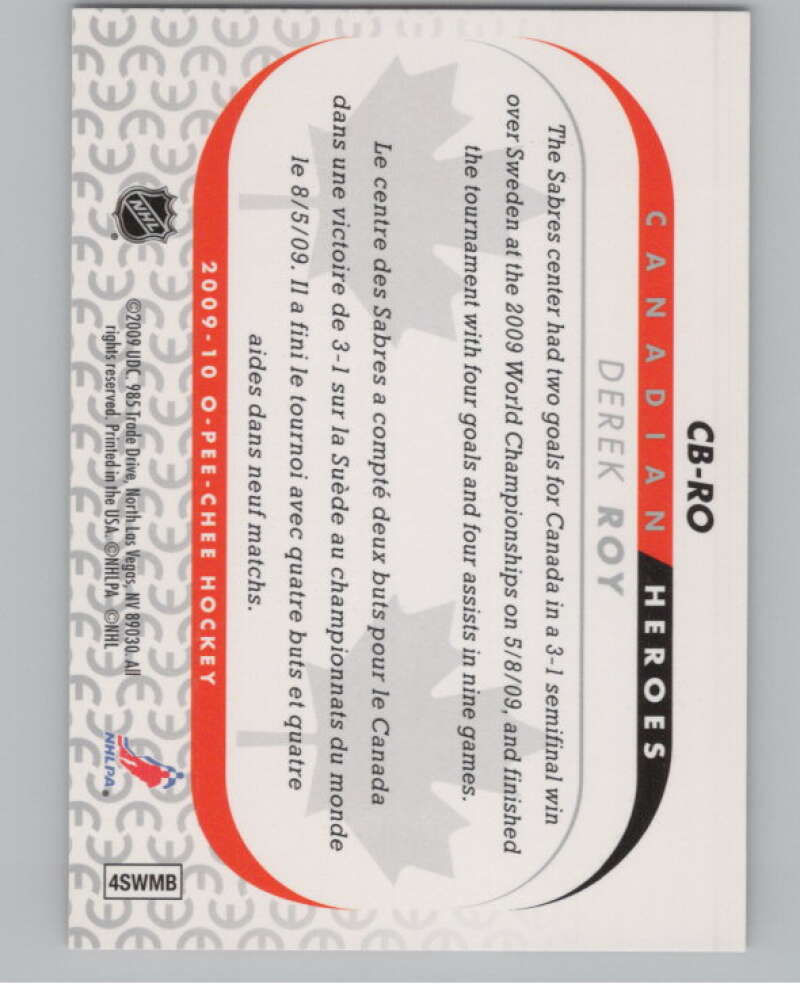 2009-10 O-Pee-Chee Canadian Heroes #CBRO Derek Roy   V101624 Image 2